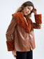 Contrast Fuzzy Collar Patent Jacket