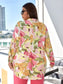 Plus Allover Floral Print Button Through Blouse