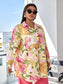 Plus Allover Floral Print Button Through Blouse