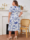 Aminah Puff Sleeve Midi Dress - Blue Floral