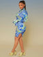 Mock Neck Lettuce Trim Leopard Print Dress