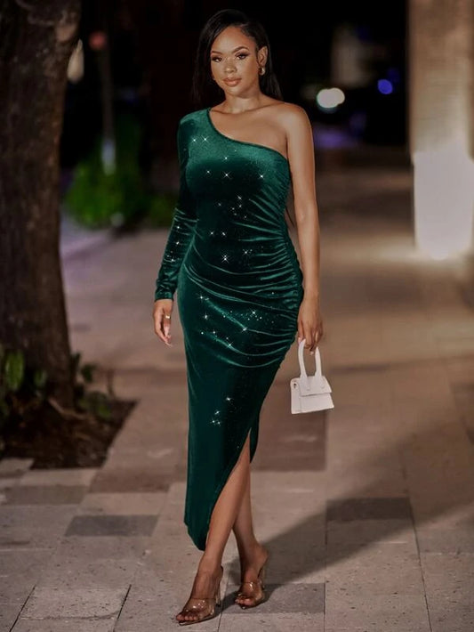 Keeley One Shoulder Maxi Dress - Velvet