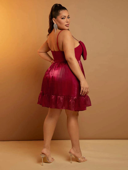 Amrene Big Bow Dress - Burgundy
