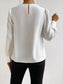 Solid Draped Collar Puff Sleeve Blouse