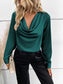 Solid Draped Collar Blouse