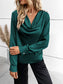 Solid Draped Collar Blouse