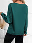 Solid Draped Collar Blouse